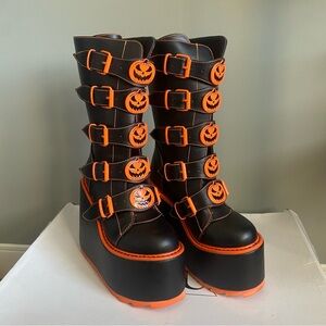 YRU Dune Pumpkin Black and Orange Platform Boots